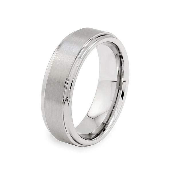 Brushed and Polished Tungsten Carbide Ring – Starz Jewelry