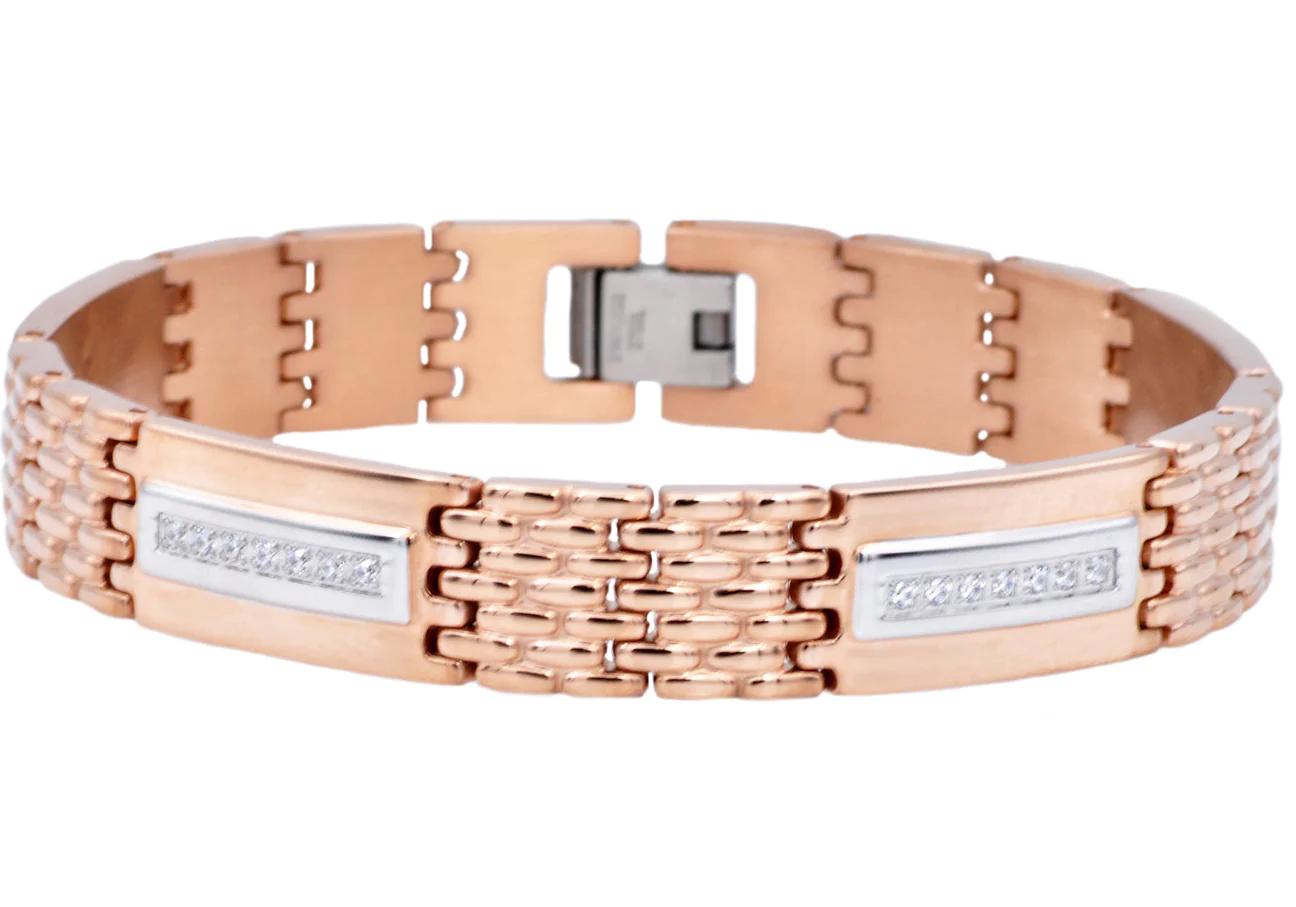 Men’s Rose Gold Bracelet with Cubic Zirconia